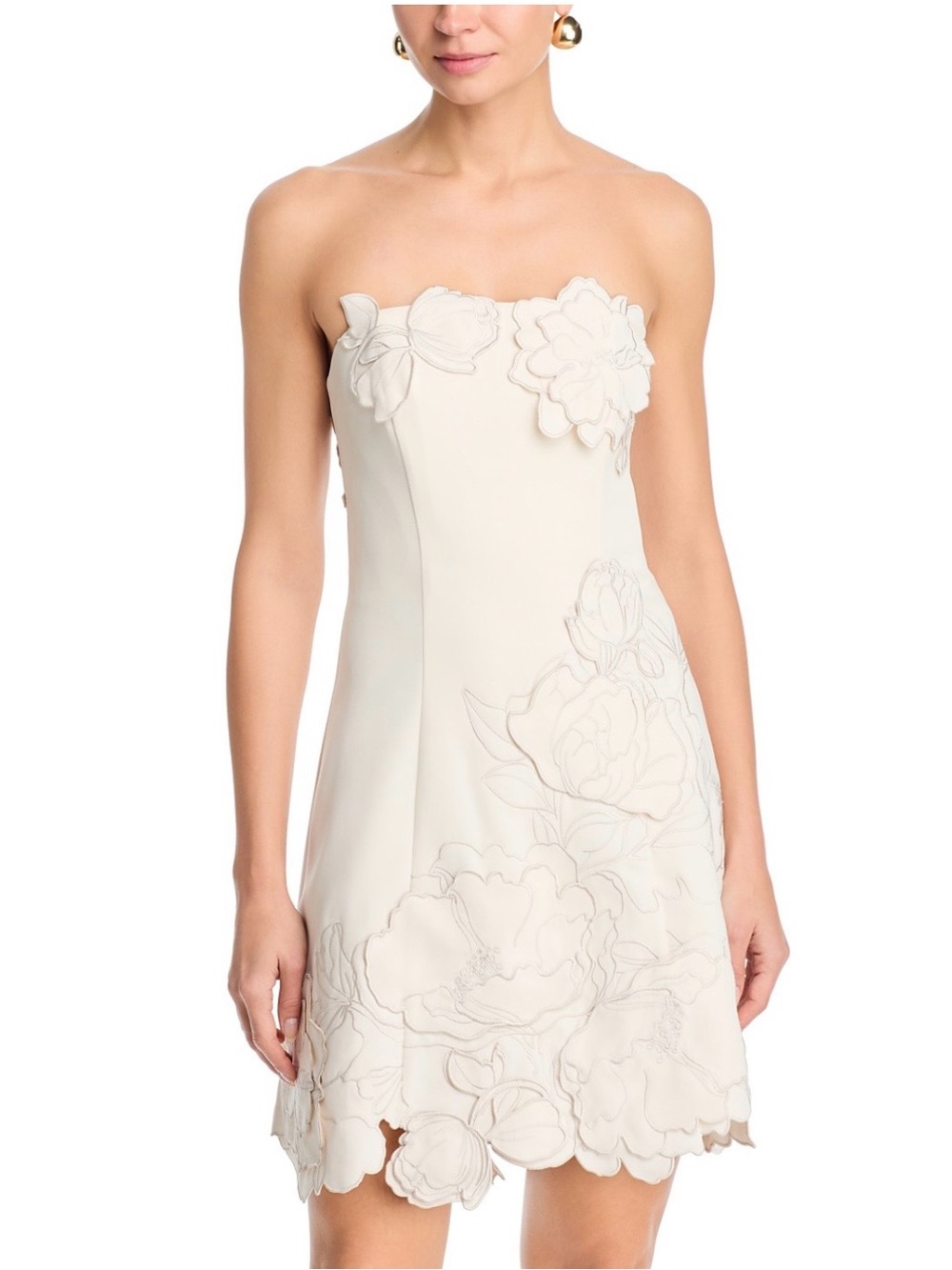 LEO LIN Ayla Applique Bustier Mini Dress Vanilla White Size 8 NWT